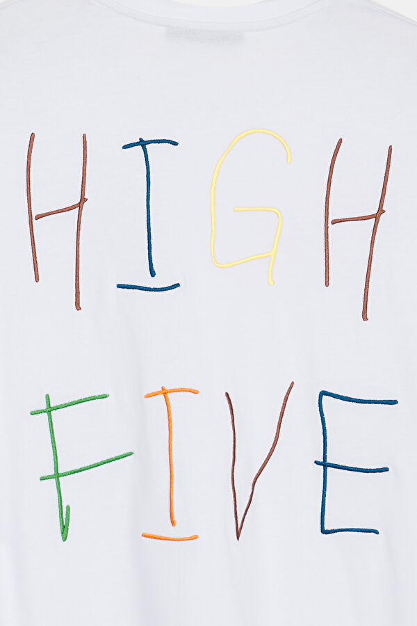 High Five Men Beyaz Bisiklet Yaka Uzun Kollu T-Shirt 3