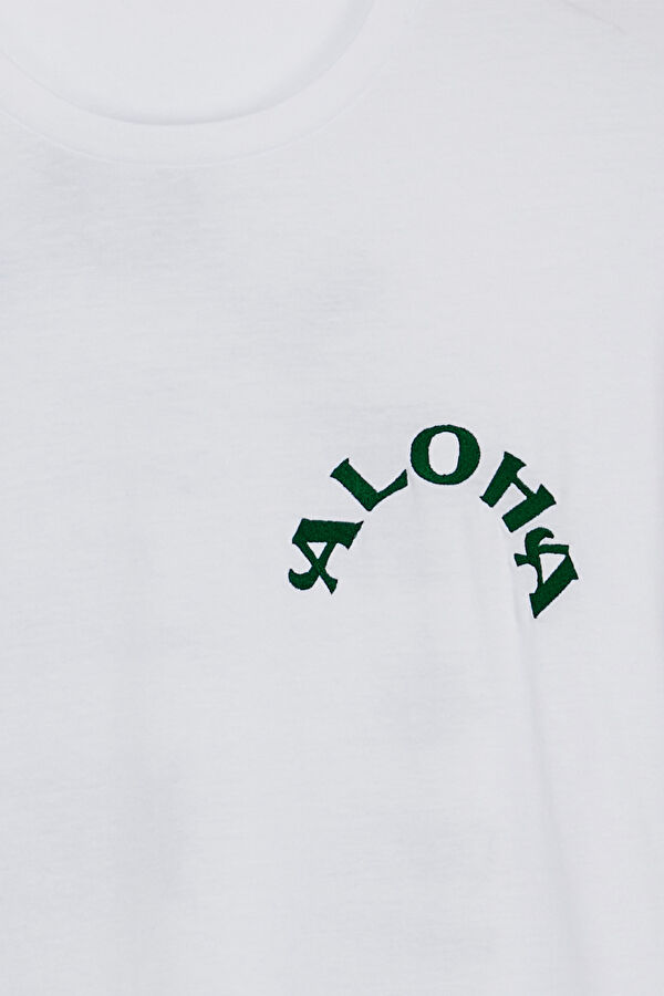 Aloha Men Beyaz Bisiklet Yaka Uzun Kollu T-Shirt 3