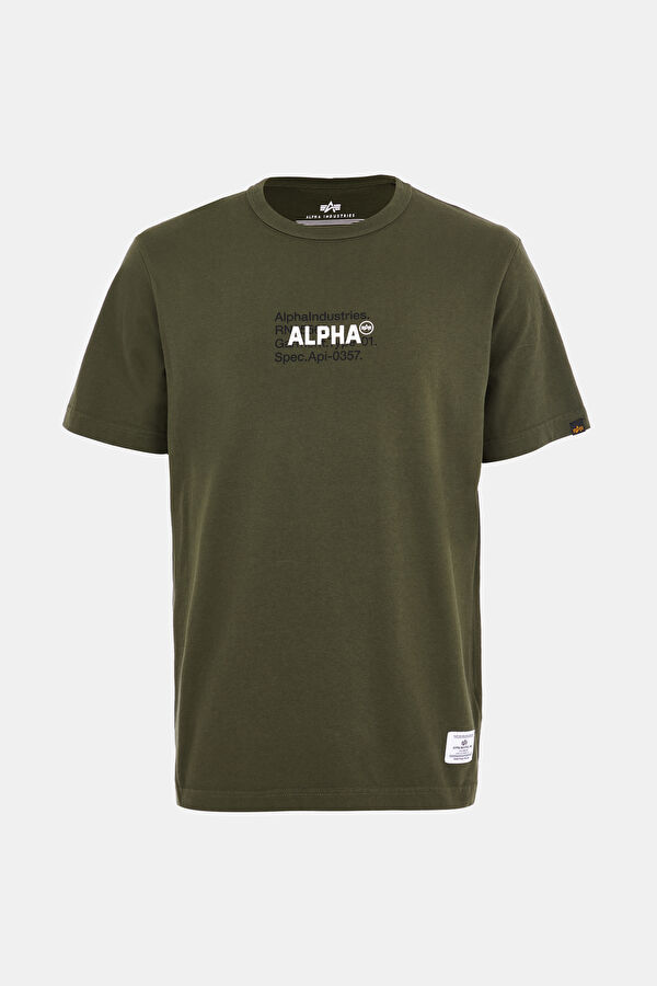 Haki Bisiklet Yaka Baskılı T-Shirt 3