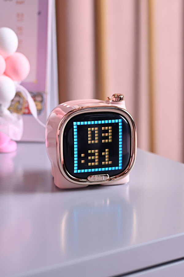 Zooe Piksel Led Ekranlı Pembe Bluetooth Hoparlör 3