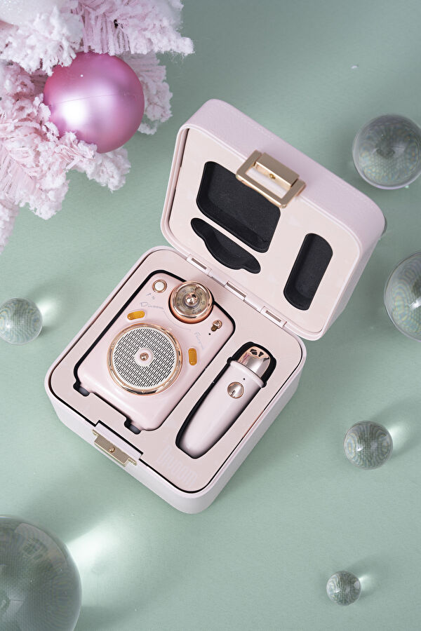 Fairy Ok Karaoke Mikrofonlu FM Radyolu Pembe Bluetooth Hoparlör 4