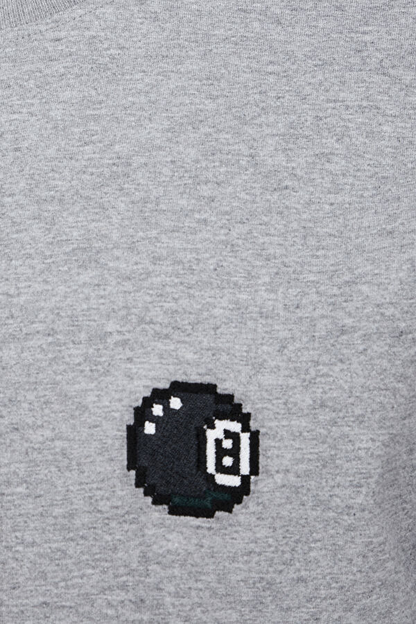 Relax Kalıp Gri Bisiklet Yaka Baskılı T-Shirt 3