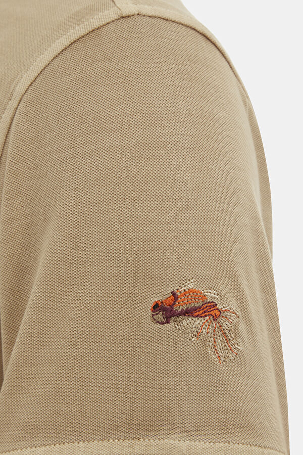 Bej Polo Yaka T-Shirt 3