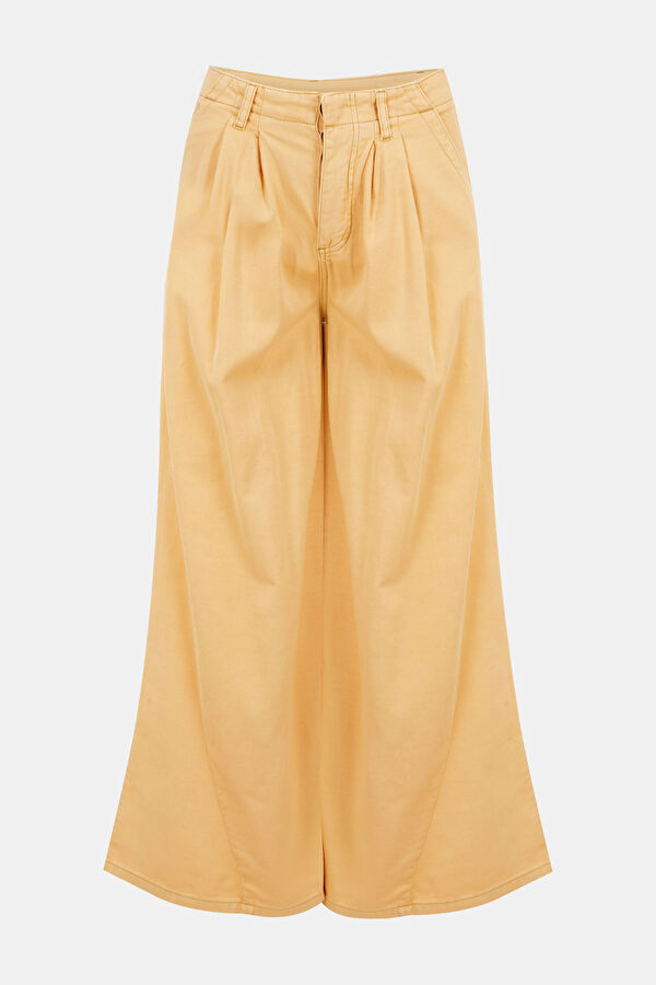 Relax Fit Yellow Wide Leg Women's Trousers