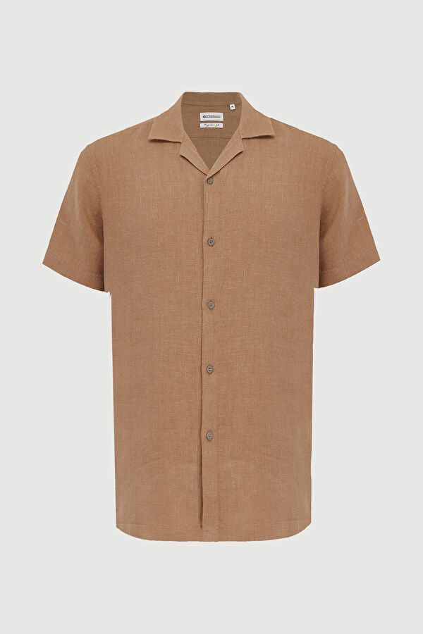 Camel Linen Men's Shirt