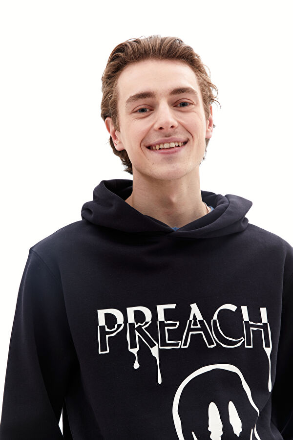 Siyah Oversize Kapuşonlu Sweatshirt 2
