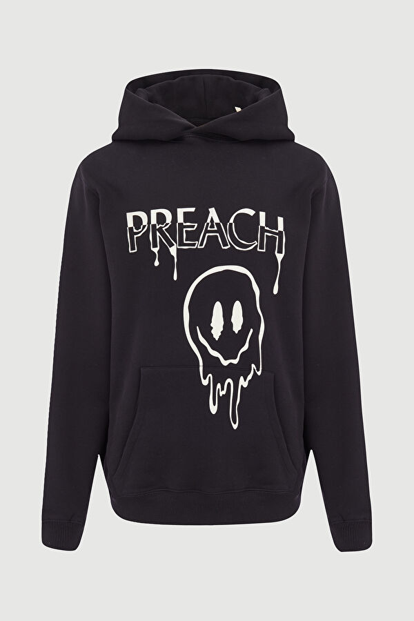 Siyah Oversize Kapuşonlu Sweatshirt 4