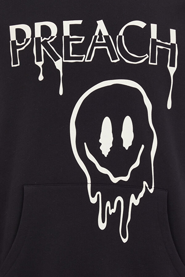 Siyah Oversize Kapuşonlu Sweatshirt 6