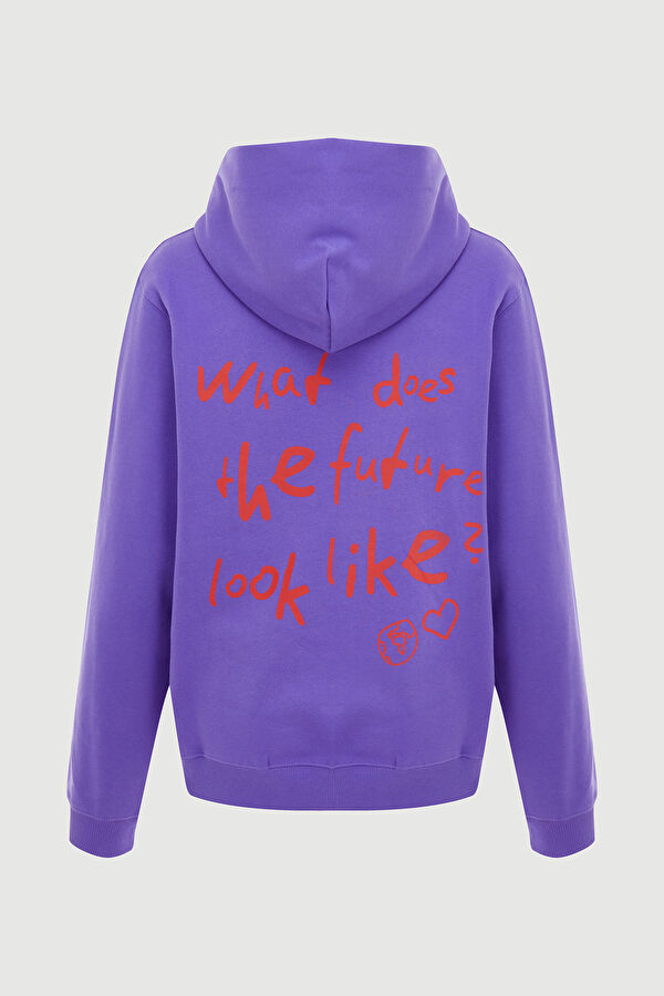 Mor Oversize Kapuşonlu Sweatshirt 4
