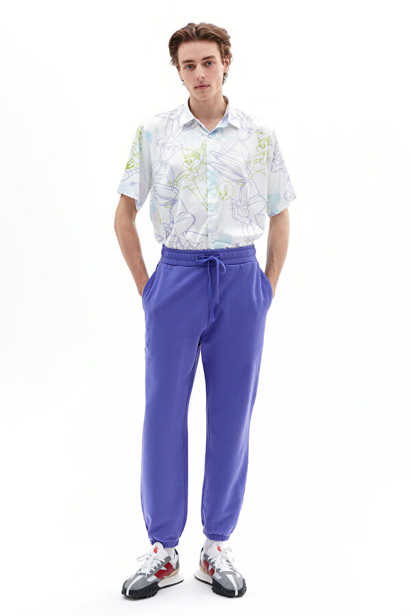 Oversize Mor Boru Paça Spor Pantolon