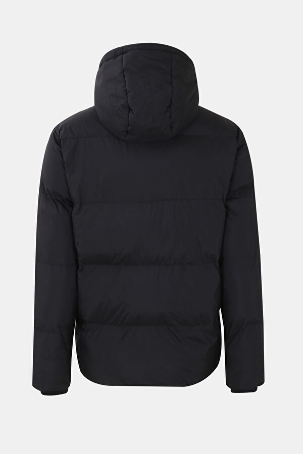 Siyah %100 Recycled Polyester Kapuşonlu Şişme Mont 5