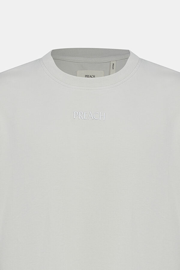 Oversize Ekru Bisiklet Yaka T-Shirt 3