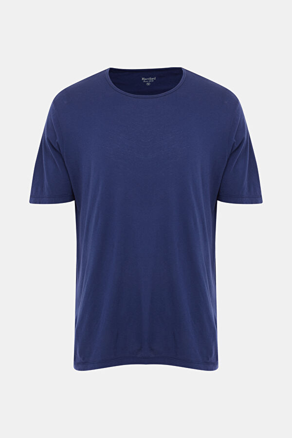 Mavi Bisiklet Yaka Düz T-Shirt 4