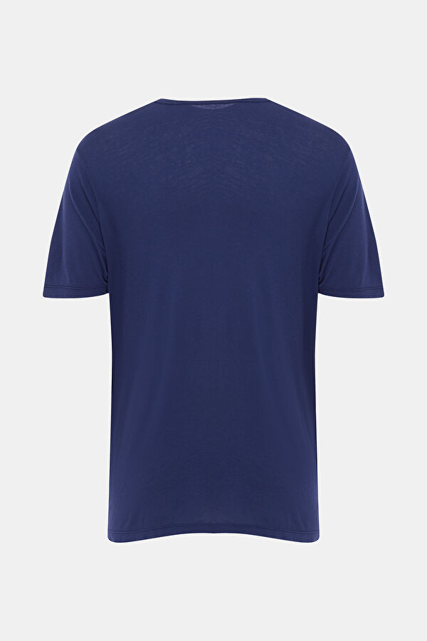 Mavi Bisiklet Yaka Düz T-Shirt 5