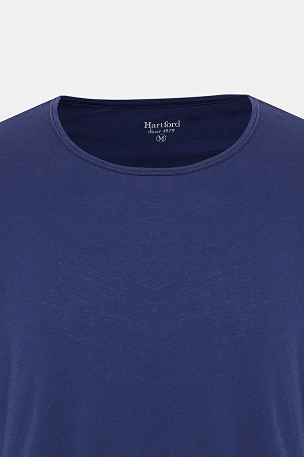 Mavi Bisiklet Yaka Düz T-Shirt 6