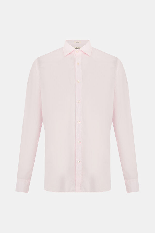 Dar Kalıp Pembe Klasik Yaka Gömlek
