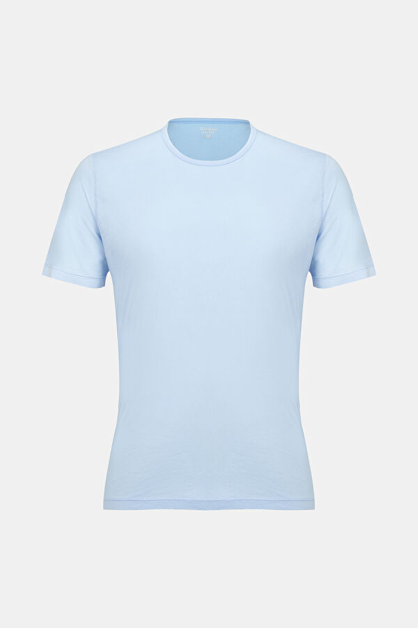 Açık Mavi Bisiklet Yaka T-Shirt