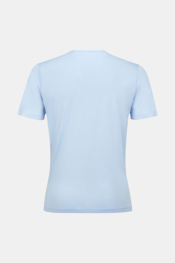 Açık Mavi Bisiklet Yaka T-Shirt 2