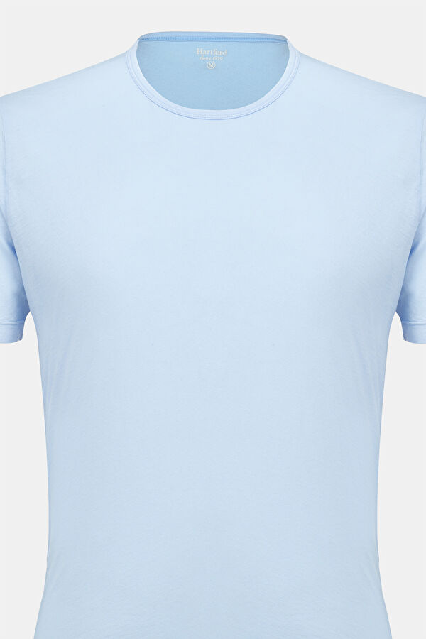 Açık Mavi Bisiklet Yaka T-Shirt 3