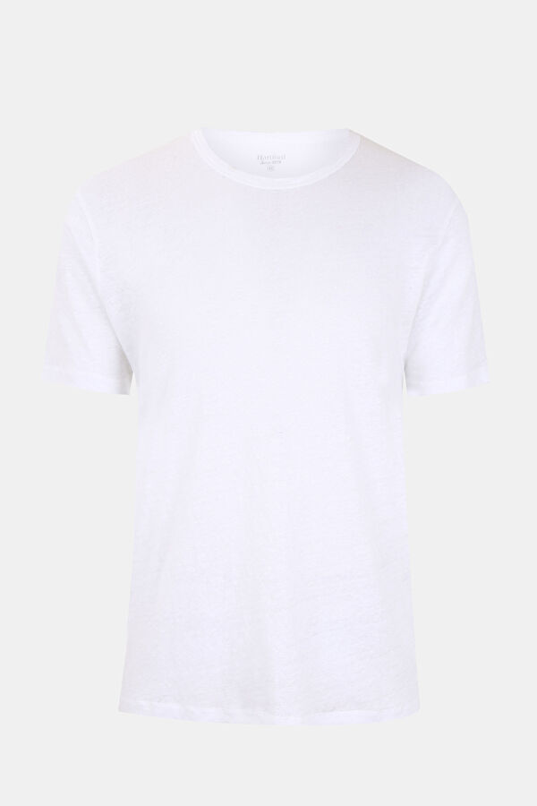 Beyaz Bisiklet Yaka T-Shirt