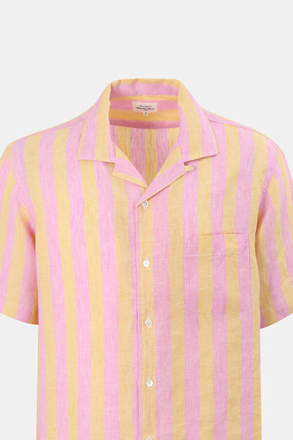 Pembe Çizgili Klasik Yaka Gömlek 3
