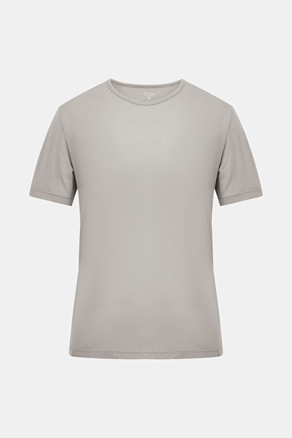 Gri Bisiklet Yaka T-Shirt