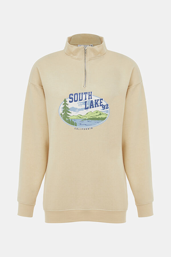 Krem Kadın Sweatshirt 4