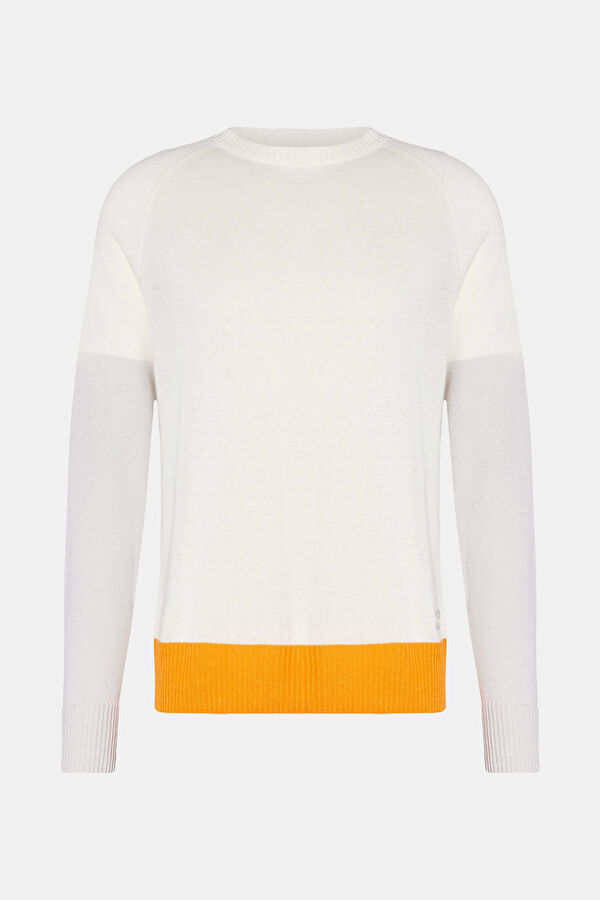 Ecru Linen Viscose Knit Men's Sweater