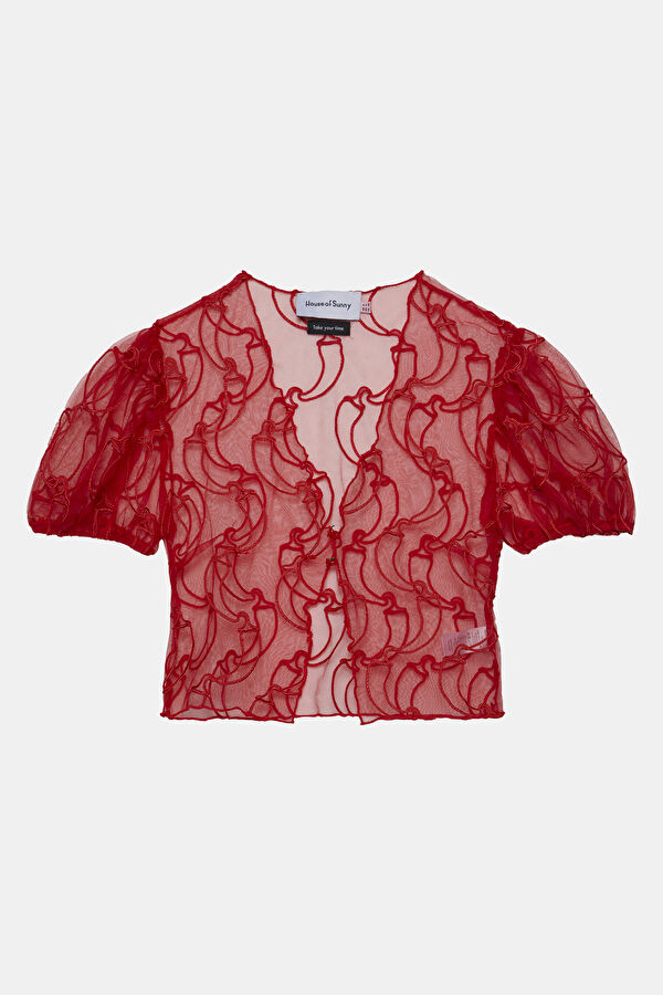 Tailored Kırmızı Desenli Kadın Gömlek 4