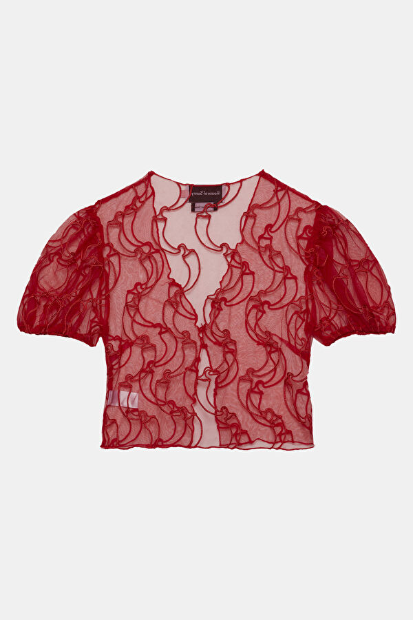 Tailored Kırmızı Desenli Kadın Gömlek 5