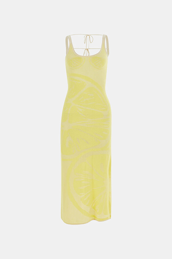 Yellow Patterned Maxi Women's Dress 4