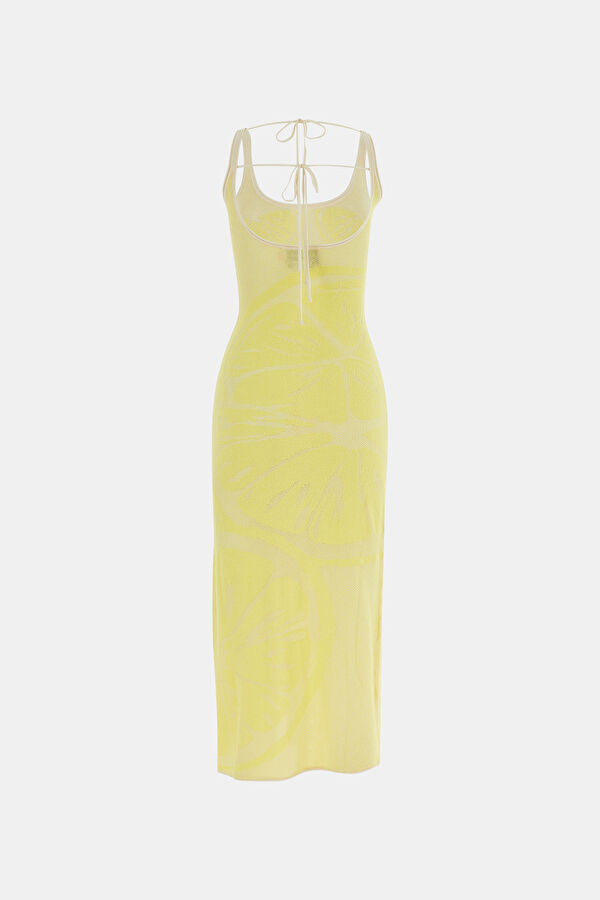 Yellow Patterned Maxi Women's Dress 5