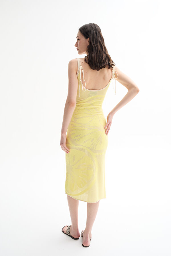 Yellow Patterned Maxi Women's Dress 3
