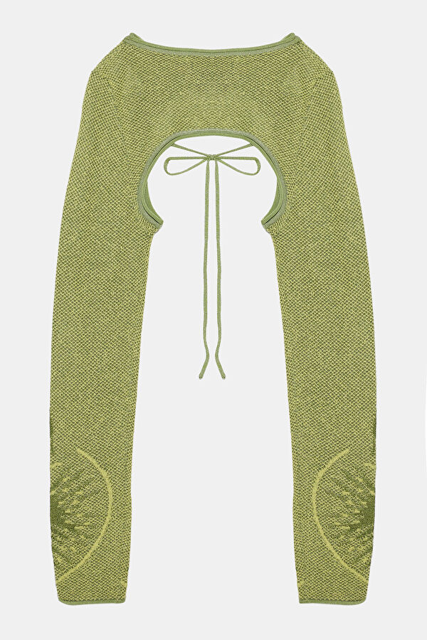 Green Patterned Viscose Women's Cardigan 2