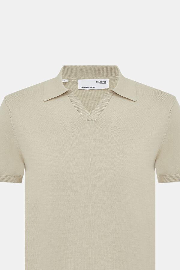 Bej Polo Yaka T-Shirt 3