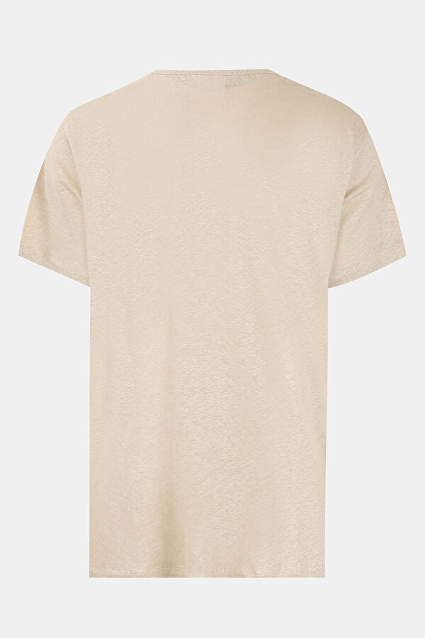Bej Bisiklet Yaka T-Shirt 2