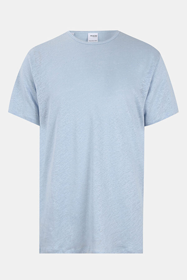 Açık Mavi Bisiklet Yaka T-Shirt