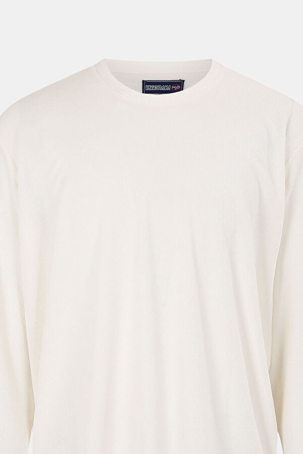 Ekru Bisiklet Yaka Erkek Sweatshirt 3