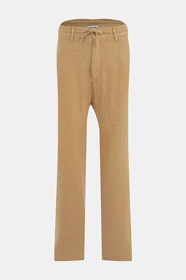 Camel Boru Paça Keten Pantolon