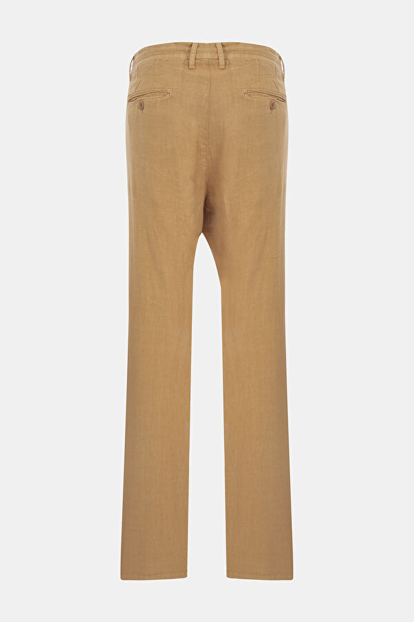 Camel Boru Paça Keten Pantolon 2