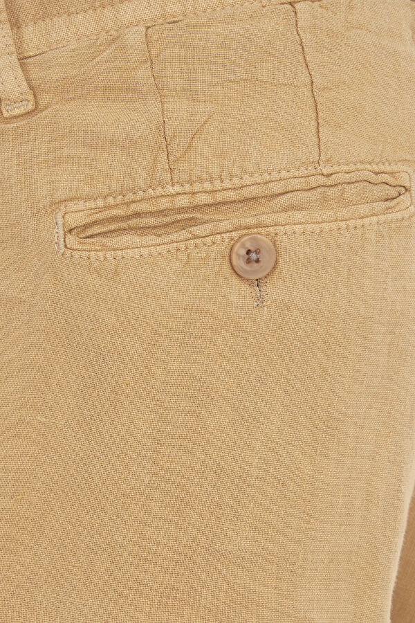 Camel Boru Paça Keten Pantolon 3