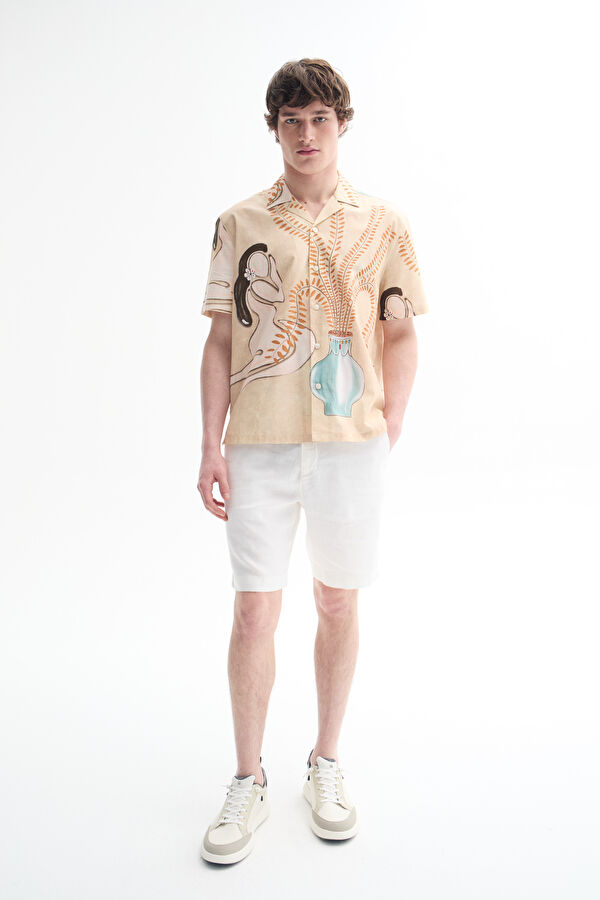White Linen Men's Shorts
