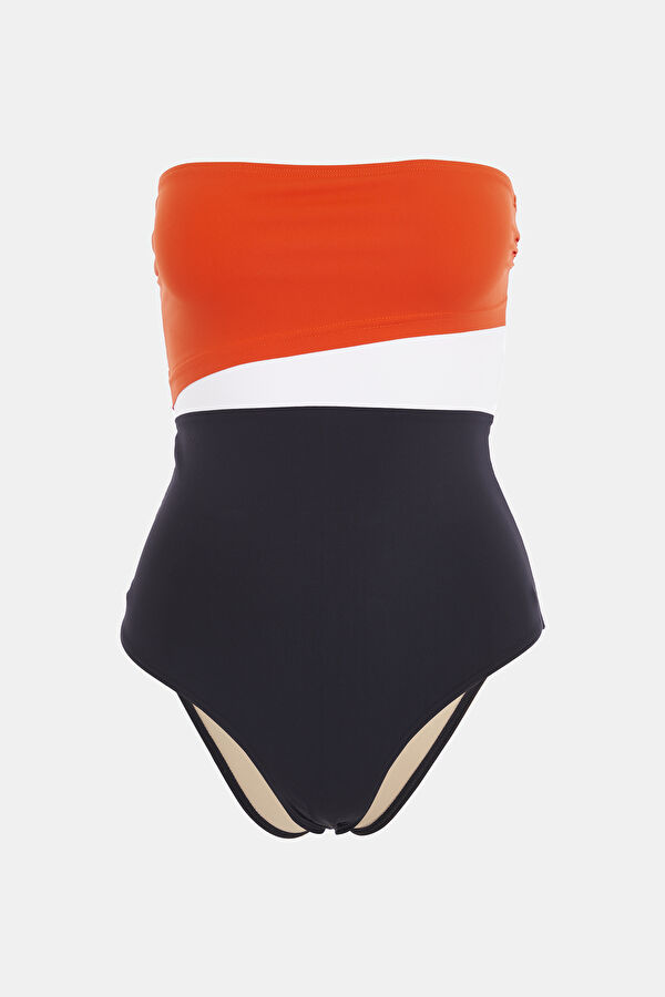 Orange Patterned Swimsuit