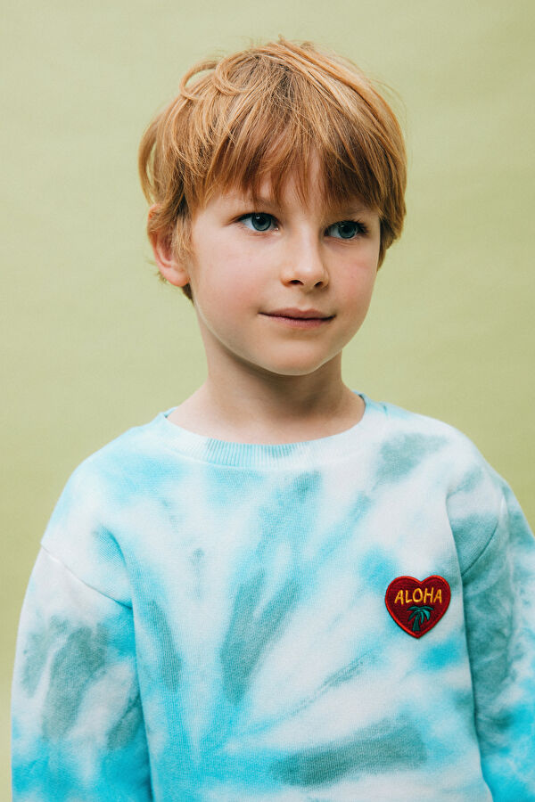 Blue Batik Bicycle Collar Sweatshirt