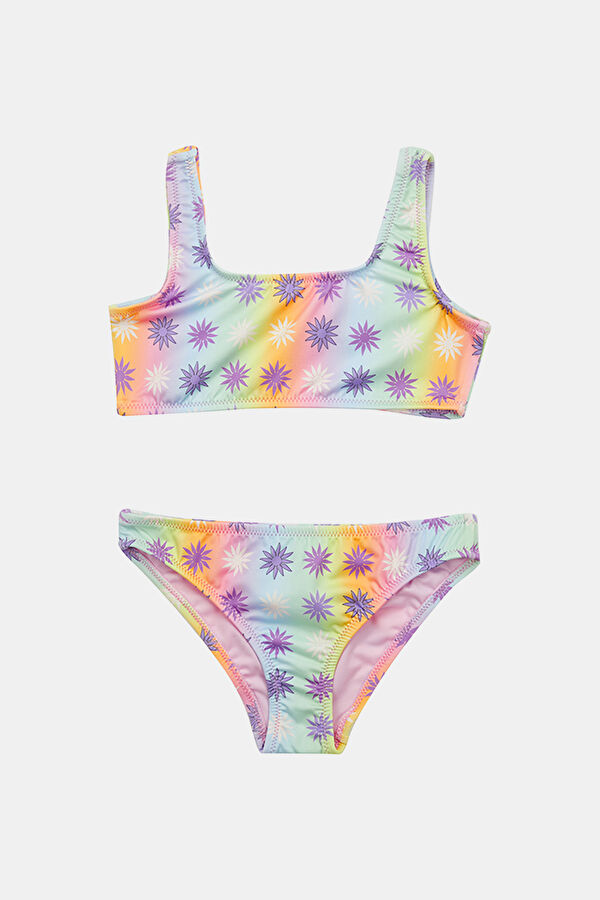 Çok Renkli Baskılı Standart Kalıp Çocuk Bikini