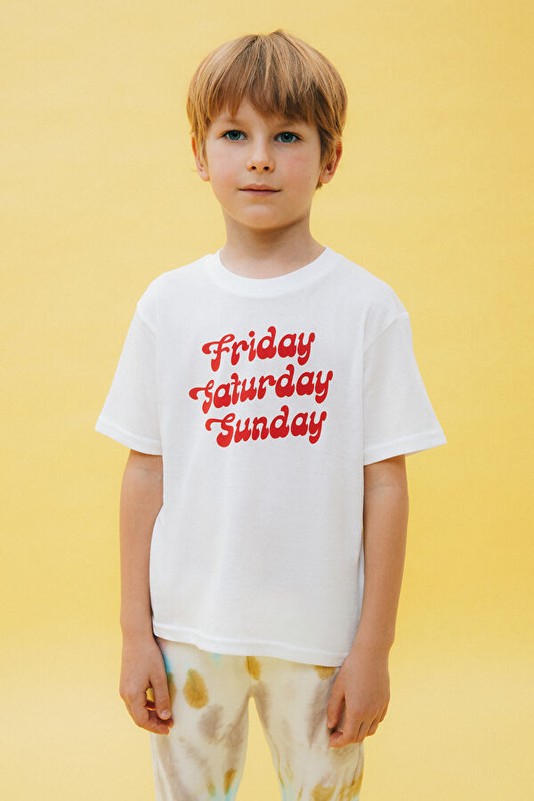 White Printed Bicycle Collar Tshirt 2