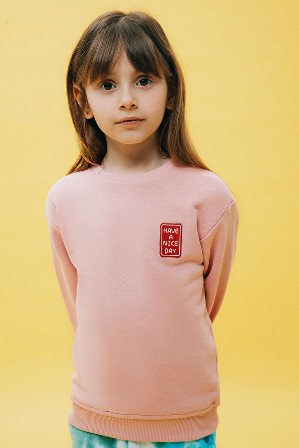 Pink Design Filled Hoodie Sweatshirt
