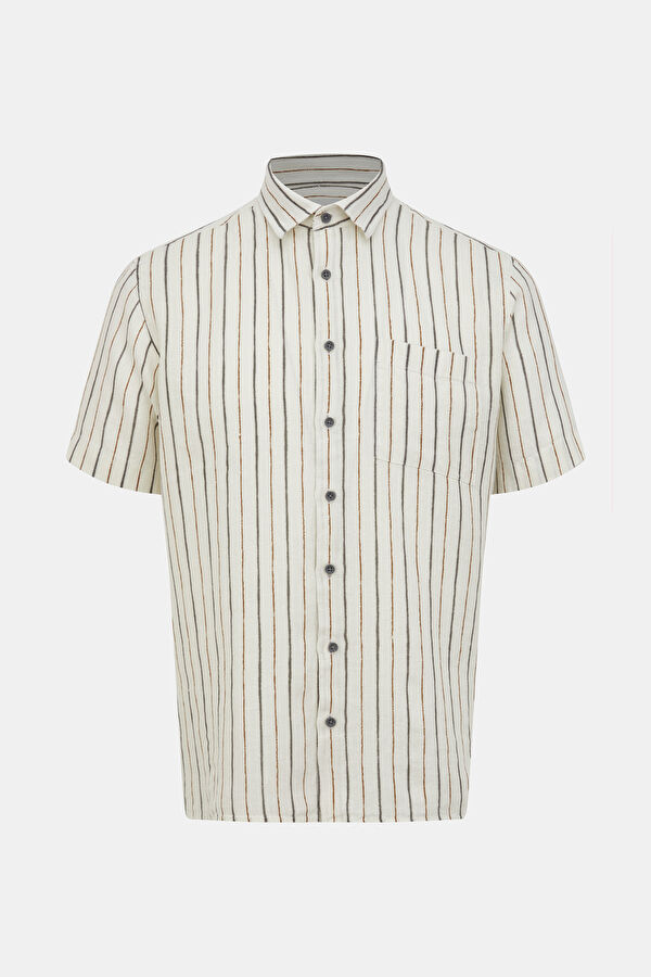 Beige Striped Patterned Shirt
