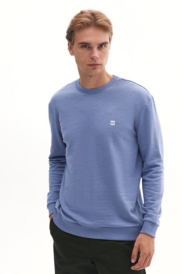 Mavi Bisiklet Yaka Erkek Sweatshirt