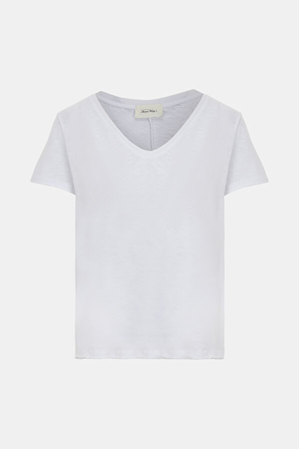 Beyaz V Yaka T-Shirt